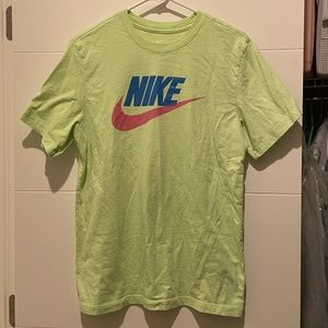 NIKE Mens Neon Lime Green T Shirt Tee Top signature tick logo retro MEDIUM Med M